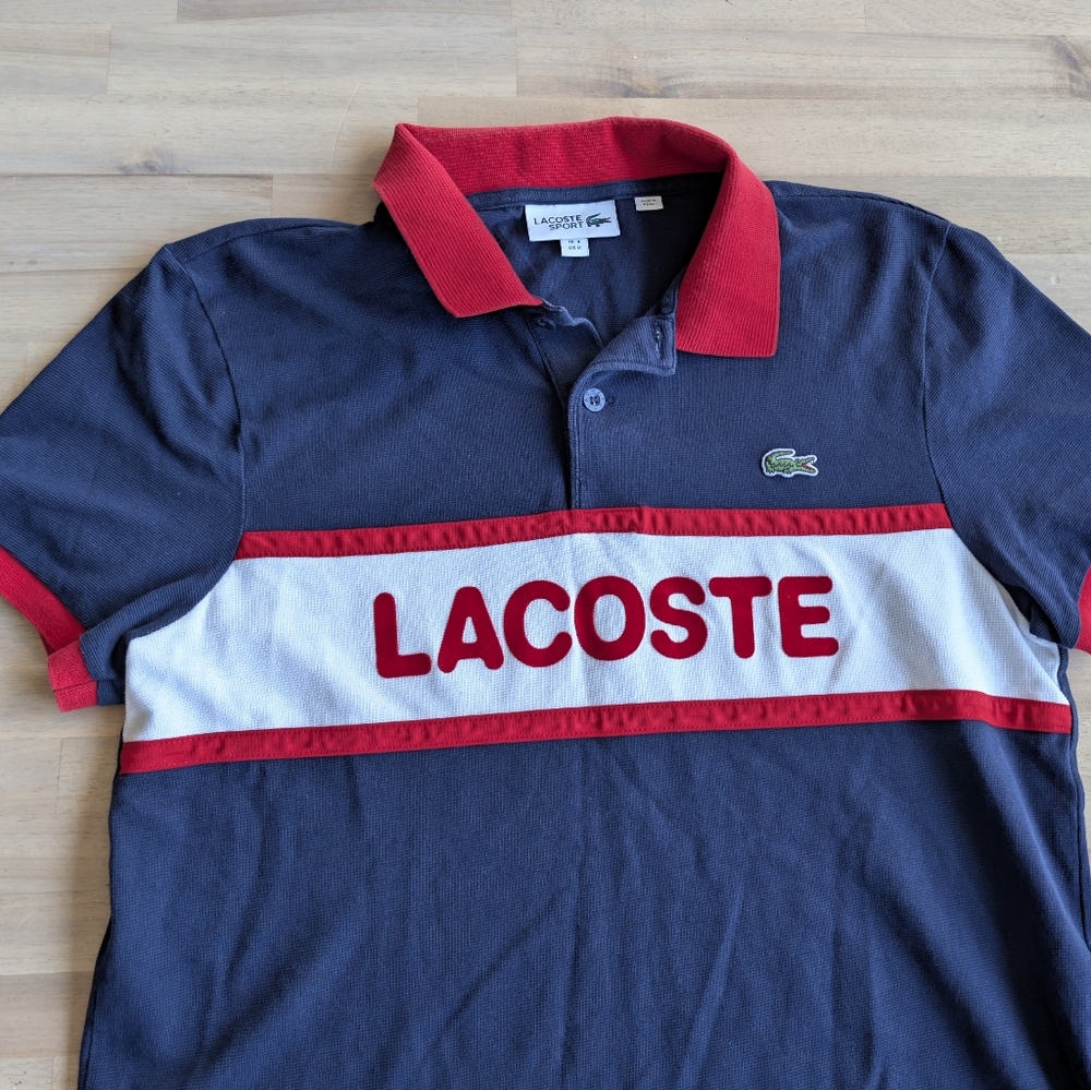 LACOSTE Vintage, Retro Color Block Polo Shirt‎ Men's Medium Rare - Picture 6 of 12